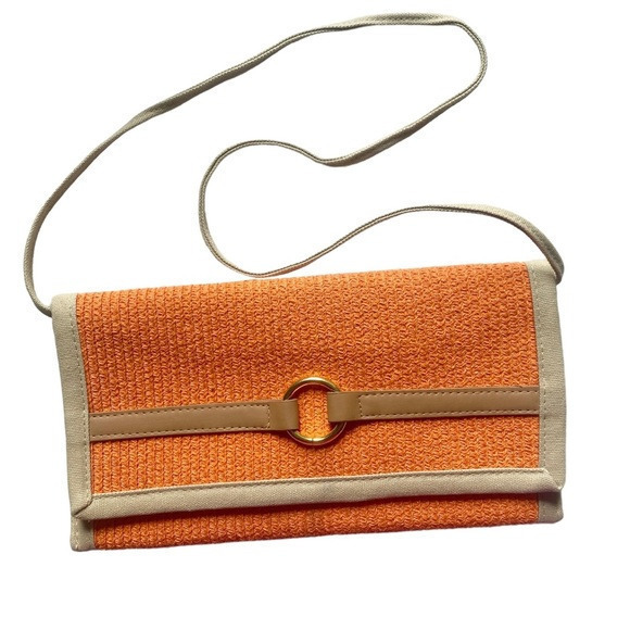 new directions Handbags - New Directions Orange and Tan Clutch
